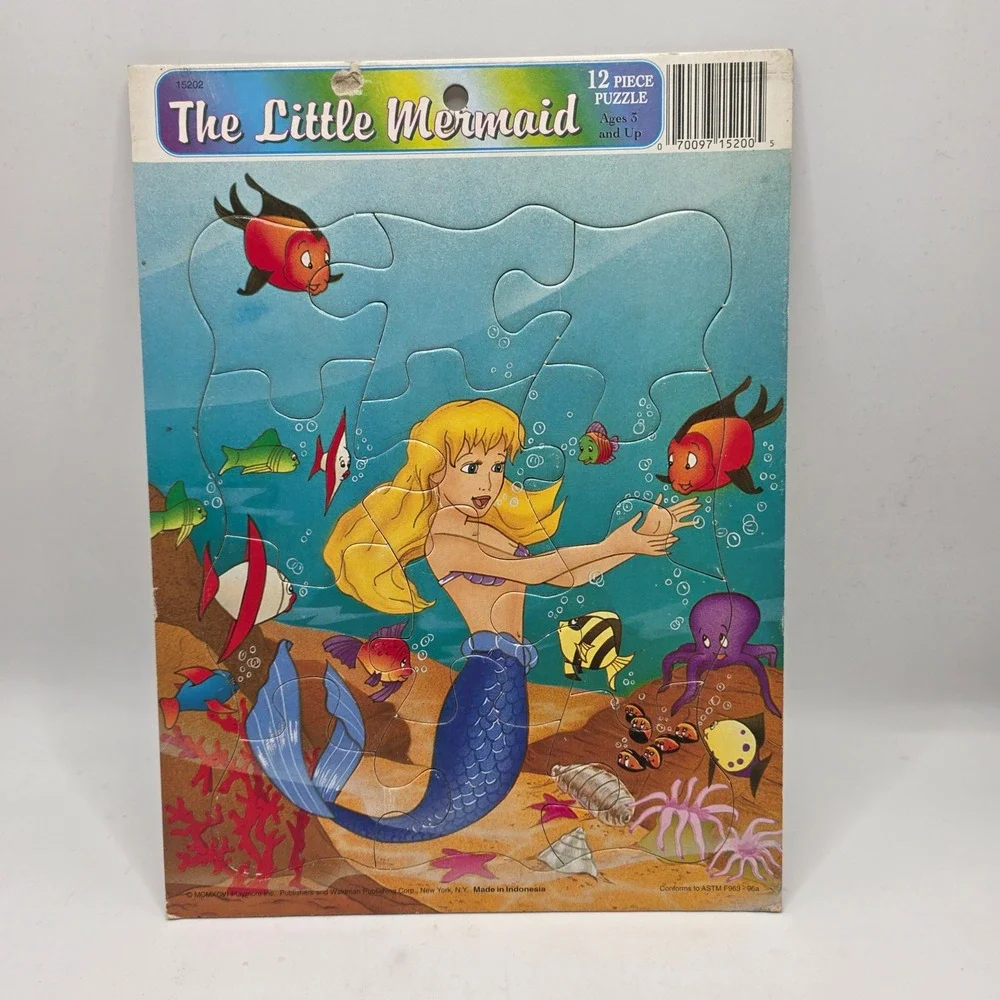 Playmore The Little Mermaid Puzzle Kids Blue Blonde Mermaid 90s Vintage Toy